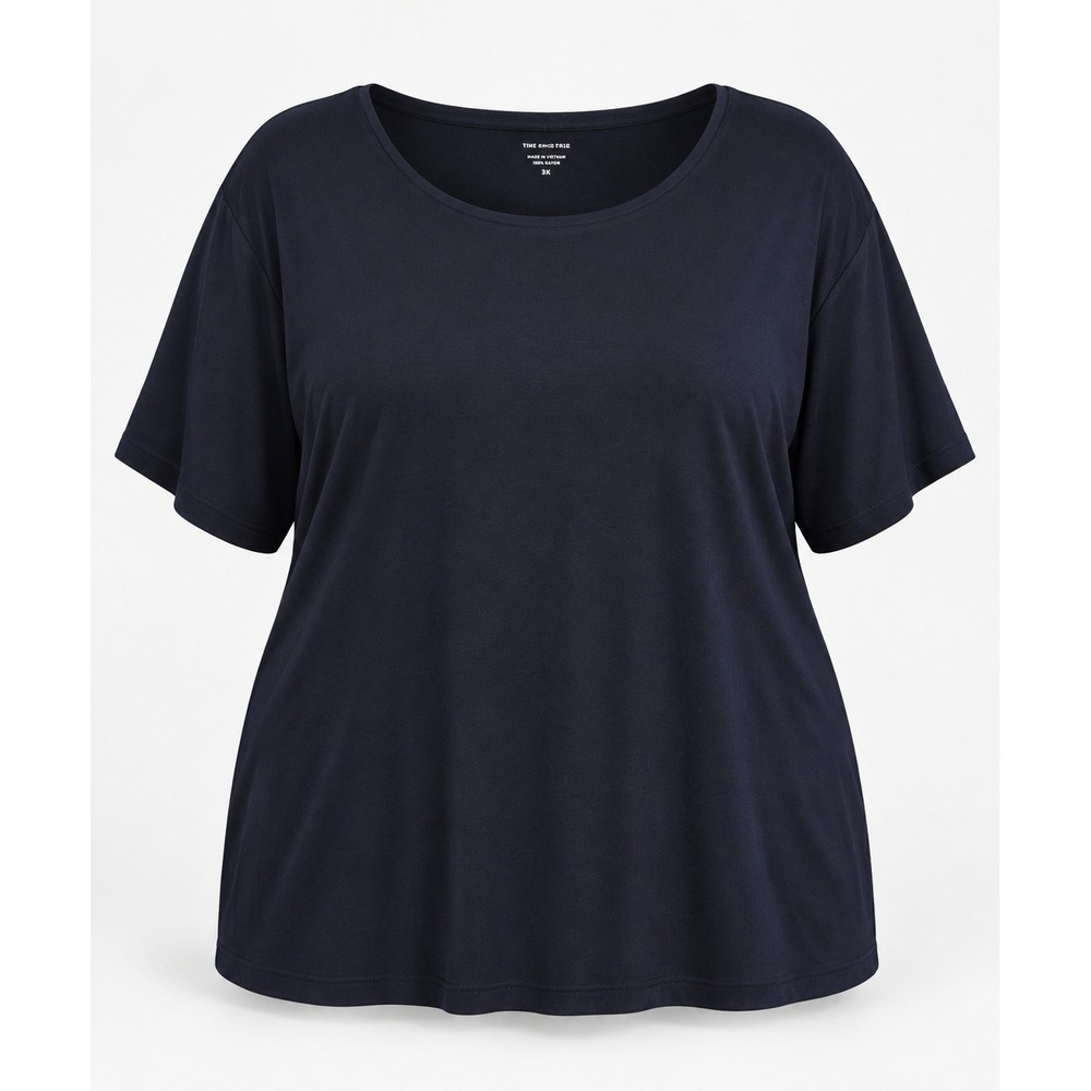 J. Jill Pima Crew-Neck Tee 4X Navy Blue 100% Pima Cotton Short Sleeve Plus Size